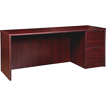 Lorell® Prominence 79000 Series Credenza, Right Pedestal, 66"W x 24"D, Mahogany
