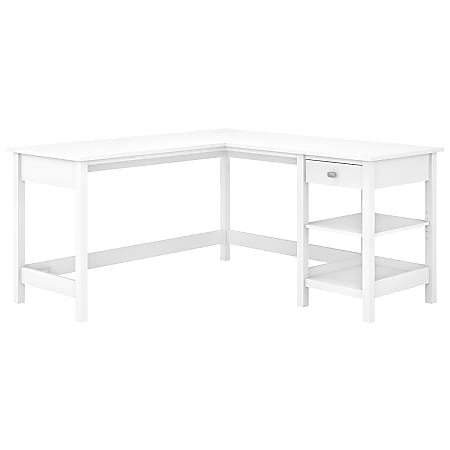 Bush Business Furniture Broadview 60"W L-Shaped Corner Desk With Storage, Pure White, Standard Delivery