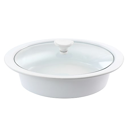 Gibson Elite Stoneware Casserole With Glass Lid, 2-Quart, White