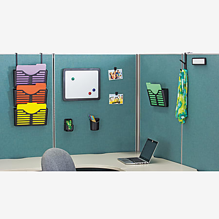 Lorell Cubicle Pocket File - 30% Recycled - Black - Plastic - 1 Each