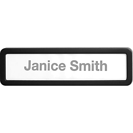Lorell Recycled Cubicle Nameplate, 0.9"W x 2.7"H, Wall, Plastic, Black