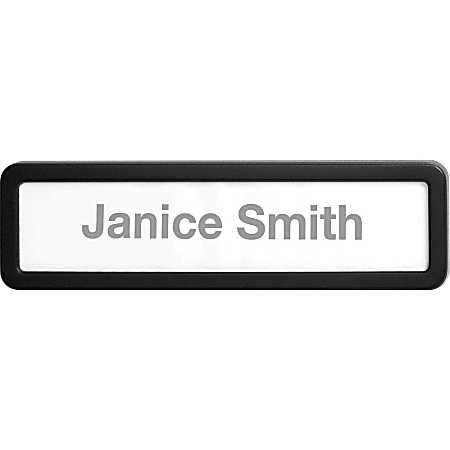 Lorell Recycled Cubicle Nameplate - 1 Each - 0.9" Width x 2.7" Height - Wall - Plastic - Black