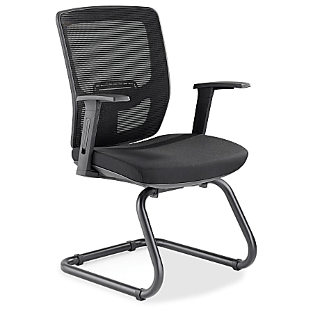 Lorell Variable-Resist Lumbar Guest Chair with Arms - Black Seat - Black Back - Metal Frame - 24" Width x 23.8" Depth x 36.3" Height