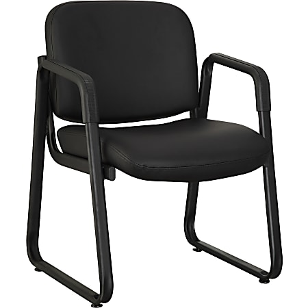 Lorell® Bonded Leather Guest Chair, Black