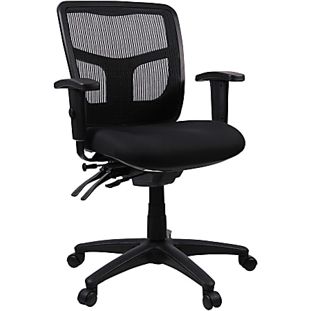 Lorell® Ergonomic Mesh/Fabric Mid-Back Managerial Swivel Chair, Black