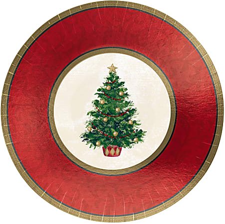 Amscan Classic Christmas Tree Paper Plates, 7", 8 Plates Per Pack, Set Of 5 Packs