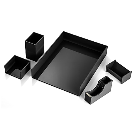 Officemate Desk Organizer Set, 5PC - 7" Height x 7" Width x 11" DepthDesktop - Black - 1 Each