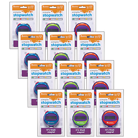 Learning Resources Simple Stopwatches, Red/Blue/Green, Set Of 12 Stopwatches