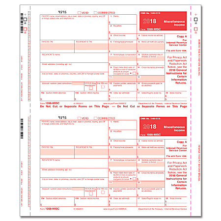 ComplyRight™ 1099-MISC Self-Mailer Tax Forms, Continuous, Outside Copies A, State And C, Inside Copy B, 4-Part, 9" x 11", Pack Of 100 Forms