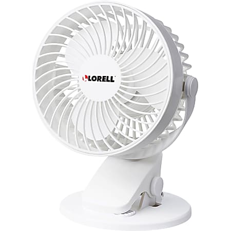 Lorell USB Personal Fan, 127 mm Fan Diameter, 2 Speed, Breeze Mode, Quiet, Adjustable Tilt Head, 7.7"H x 5.8"W, White