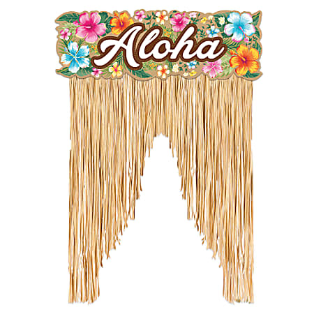 Amscan Summer Luau Beachy Blooms Door Curtains, 54" x 38", Multicolor, Pack Of 2 Curtains