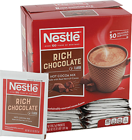 Nestle Rich Chocolate Hot Cocoa, 0.71 Oz, Box Of 50 Packets