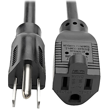 Eaton Tripp Lite Series Power Extension Cord, NEMA 5-15P to NEMA 5-15R - 10A, 120V, 18 AWG, 3 ft. (0.91 m), Black - P022003