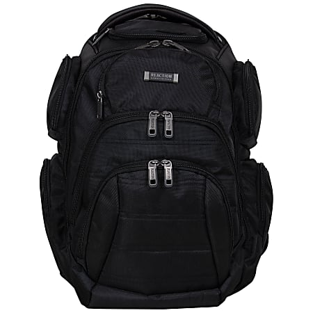 Kenneth Cole Reaction Triple Compartment Business Backpack With 17" Laptop Pocket, Black