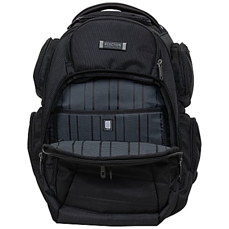 Kenneth Cole Reaction Triple Compartment Business Backpack With 17 Laptop Pocket Black Office Depot
