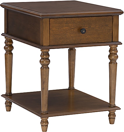 Powell Heaton Side Table With 1 Drawer And Shelf, 26"H x 20"W x 24"D, Hazelnut