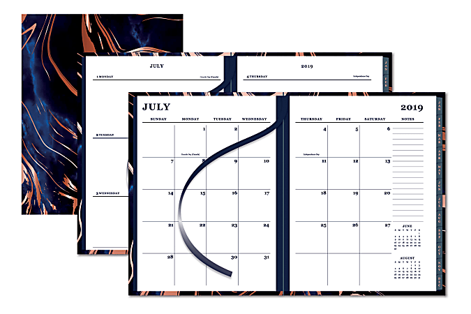 Office Depot® Brand Midnight Weekly/Monthly Academic Planner, 8-1/2" x 11", Marble, July 2019 to June 2020