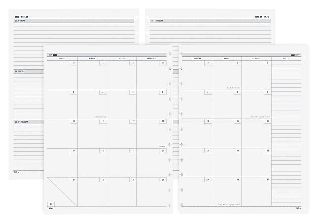 TUL® Discbound Academic Weekly/Monthly Planner Refill Pages, Letter Size, July 2022 To June 2023, TULLTFILR-WM-AY