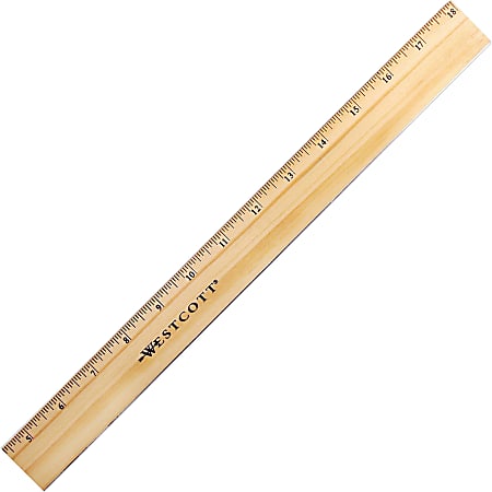 Westcott® Wood Ruler, Single Edge, 18"
