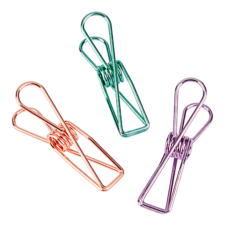 Office Depot® Brand Fish Binder Clips, 2", 20-Sheet Capacity, Assorted Colors, Pack Of 6 Binder Clips