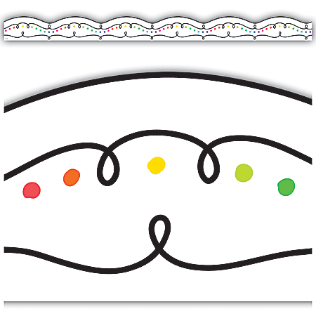 Teacher Created Resources Die-Cut Border Trim Strips, 2-3/4" x 35", Squiggles and Colorful Dots, Pack Of 12