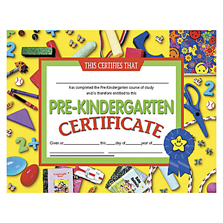 Hayes Pre-Kindergarten Certificates, 8 1/2" x 11", Multicolor, 30 Certificates Per Pack, Bundle Of 6 Packs