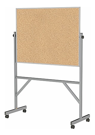 Ghent Reversible Cork Bulletin Board, 78 1/4" x 53 1/4" x 20", Aluminum Frame With Silver Finish
