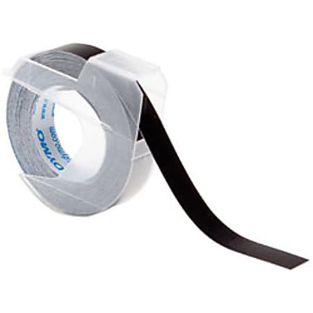 DYMO® 5201-09 Embossed Vinyl Labeling Tape, 0.38" x 9.8', Glossy Black