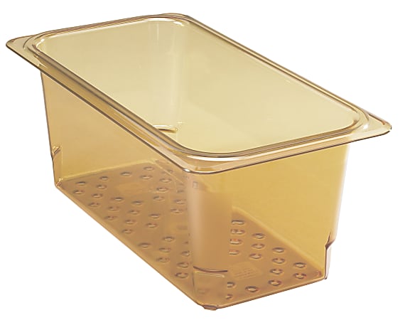 Cambro H-Pan High-Heat GN 1/3 Colander Pans, 5"H x 6-15/16"W x 12-3/4"D, Amber, Pack Of 6 Pans