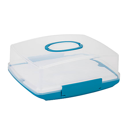 Honey-Can-Do Rectangular Cake Carrier, 7 1/8"H x 14 3/8"W x 17 3/4"D, Blue/Clear