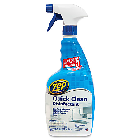Zep Commercial Quick Clean Disinfectant - Spray - 0.25 gal (32 fl oz) - Bottle - 12 / Carton - Yellow