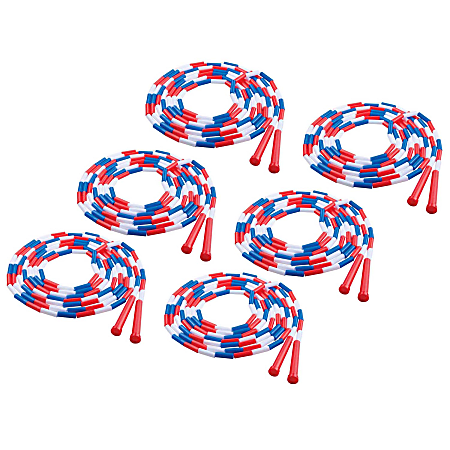 Champion Sports Plastic Segmented Jump Ropes, 16', Red/White/Blue, Pack Of 6 Jump Ropes