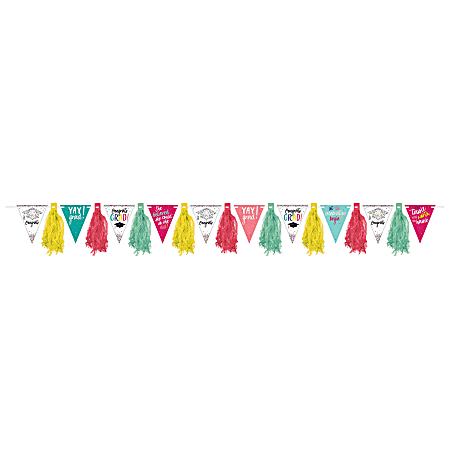 Amscan Yay Grad Glitter Pennant And Tassel Garlands, 12" x 10', Multicolor, Pack Of 2 Garlands