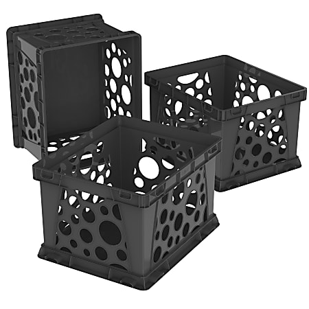 Storex® Standard File Crates, Medium Size, Circular, Black, Pack Of 3