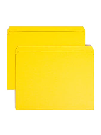 Smead® Color File Folders, With Reinforced Tabs, Letter Size, Straight Cut, Yellow, Box Of 100