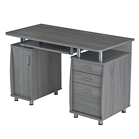 Techni Mobili Complete Workstation 48"W Computer Desk With Storage, Gray