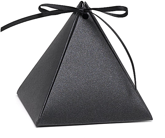 Taylor Party, Event And Ceremony Pyramid Treat/Favor Boxes, 3" x 3-1/2", Black Shimmer, Pack Of 25 Boxes
