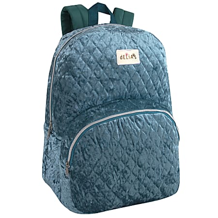 Delias Crushed Velvet Backpack, Teal