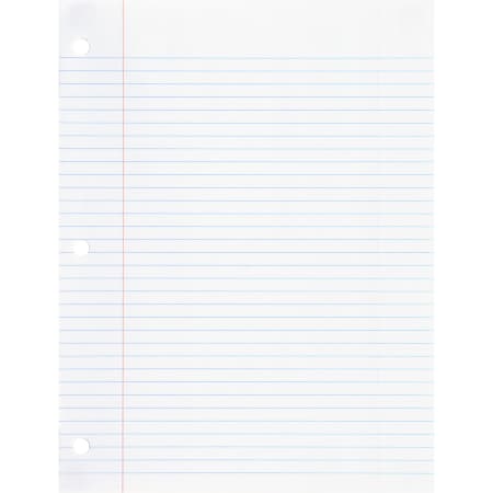 Sparco 3-hole Punched Filler Paper - 2400 Sheets - College Ruled - Ruled Red Margin - 16 lb Basis Weight - 8