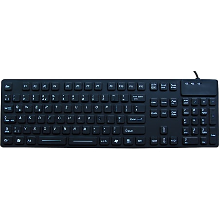 DSI WATERPROOF IP68 INDUSTRIAL USB KEYBOARD WITH NUMBER PAD - Cable Connectivity - USB Interface - 105 Key(s) - Windows - Black