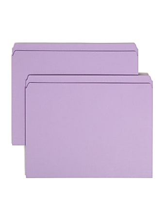 Smead® File Folders, Letter Size, Straight Cut, Lavender, Box Of 100