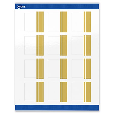 Avery® Print-To-The-Edge Labels & Sure Feed®, S00-DKC-PRWGP10, 2" x 2", Glossy White, Preprinted Double Dipped Gold Edge Design, Pack Of 120