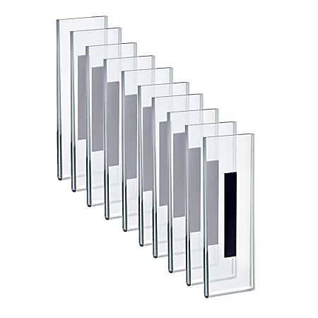 Azar Displays Magnet Back Vertical U-Frame Sign Holders, 7”H x 2”W x 1/4”D, Clear, Pack Of 10 Sign Holders