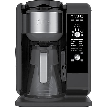Ninja Hot and Cold Brewed System with Glass Carafe - Programmable - 1.56 quart - 10 Cup(s) - Multi-serve - Timer - Frother - Black, Stainless Steel - Plastic Body - Glass Carafe