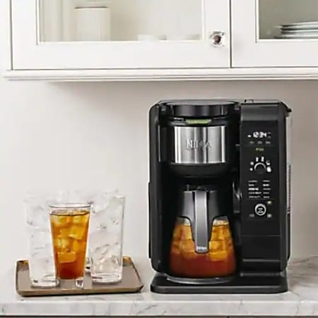 Ninja Hot and Cold Brewed System with Glass Carafe - Programmable - 1.56  quart - 10 Cup(s) - Multi-serve - Timer - Frother - Black, Stainless Steel  