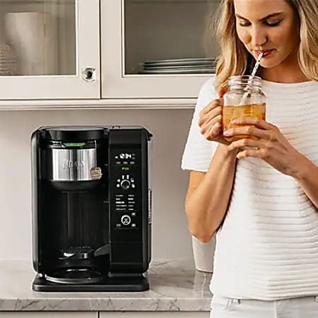Ninja Hot and Cold Brewed System with Glass Carafe Programmable 1.56 quart  10 Cups Multi serve Timer Frother Black Stainless Steel Plastic Body Glass  Carafe - Office Depot