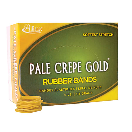 Alliance Rubber Pale Crepe Gold® Rubber Bands In 1/4-Lb Box, #12, 1 3/4" x 1/16", Box Of 963