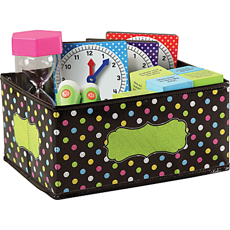 Teacher Created Resources Decorative Storage Bin, Small Size, 5" x 11" x 8", Chalkboard Brights