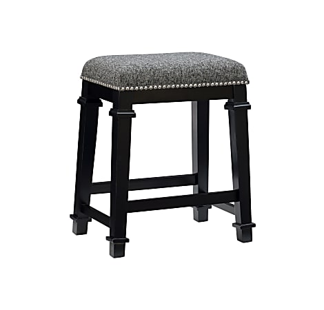 Linon Marshall Backless Counter Stool, Black/White Tweed