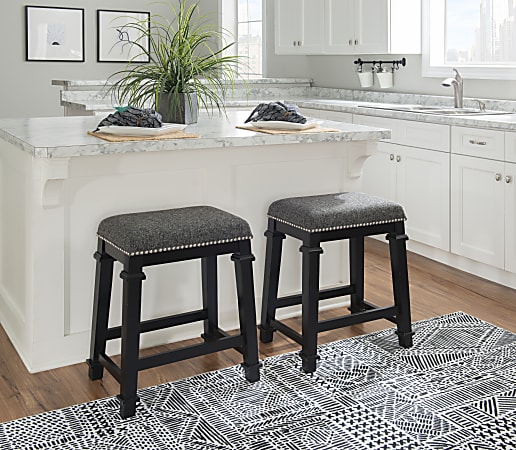 Linon Marshall Backless Counter Stool BlackWhite Tweed Office Depot